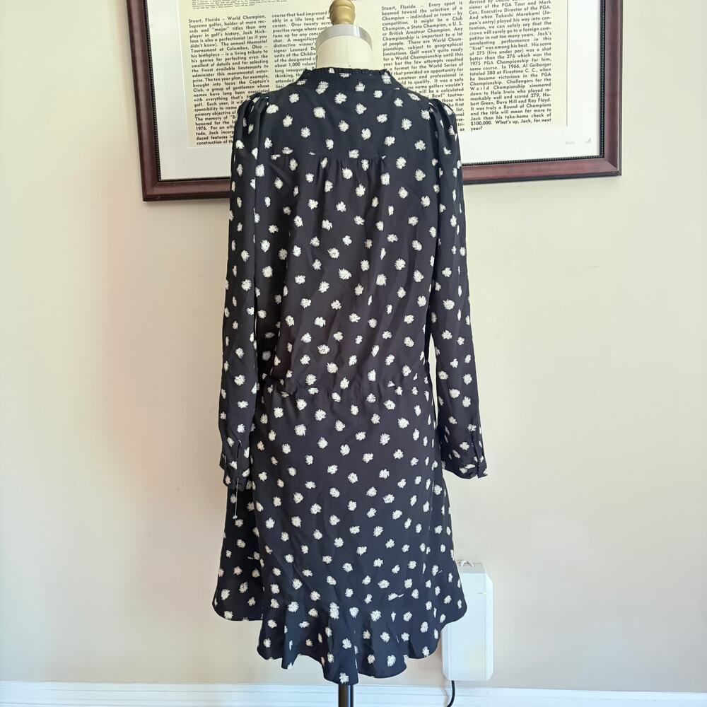 Rebecca Taylor Dandelion-Print Silk Shirtdress Black Size 12 - Picture 3 of 9